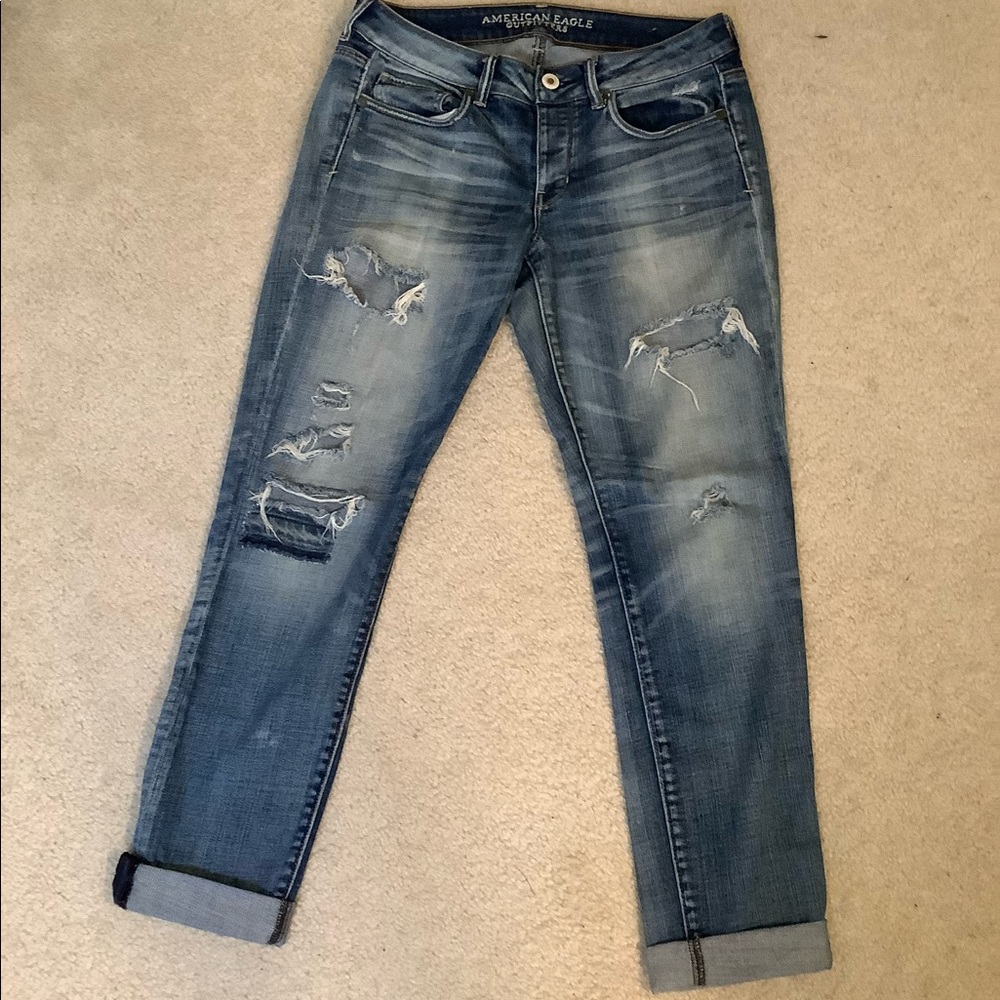 American Eagle Outfitters Blue Distressed Skinny Jeans